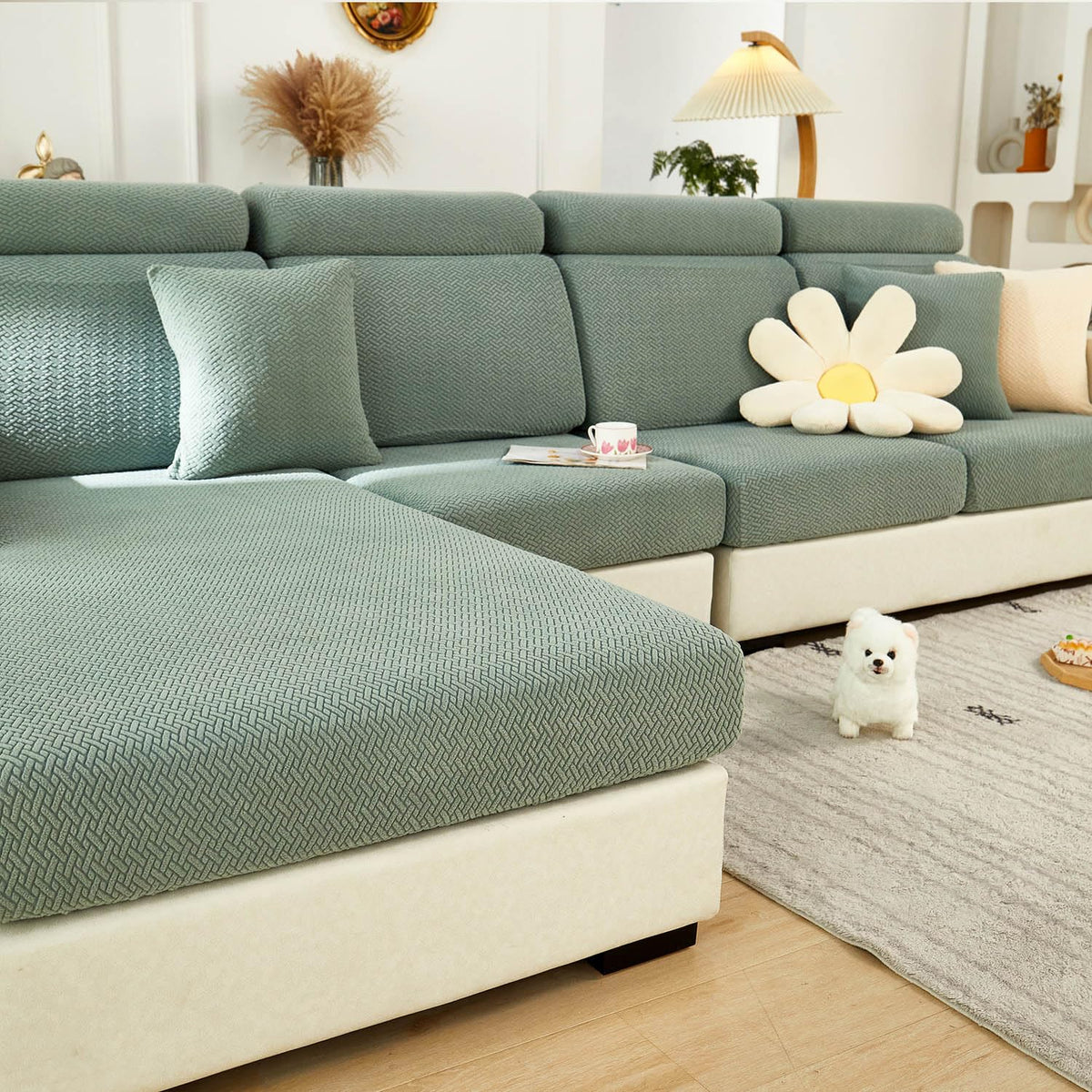Couch Cushion Covers Sofa Covers Couch Covers for Sofa Pet Friendly Universal Sofa Covers Washable Stretch Slipcovers for Sectional Sofa (Texture Gray,Large Single Seat Cover)