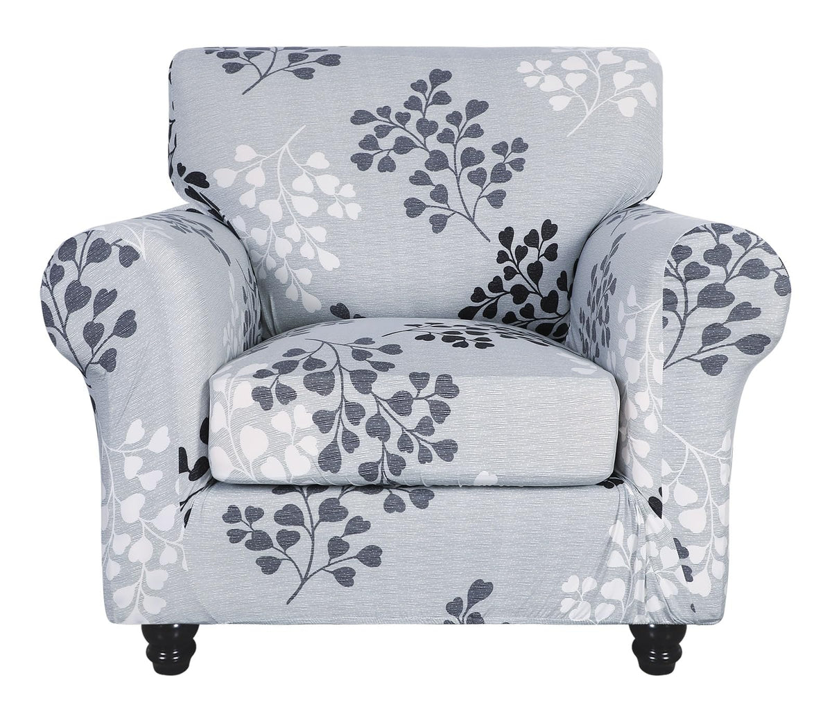 SearchI Stretch Sofa Cover Printed Couch Cover, Floral Pattern 4 Pieces Sofa Slipcover with 3 Separate Cushion Cover, Washable Furniture Protector for Living Room(Sofa, Yellow+Flower)