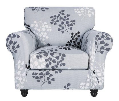 SearchI Stretch Sofa Cover Printed Couch Cover, Floral Pattern 4 Pieces Sofa Slipcover with 3 Separate Cushion Cover, Washable Furniture Protector for Living Room(Sofa, Yellow+Flower)