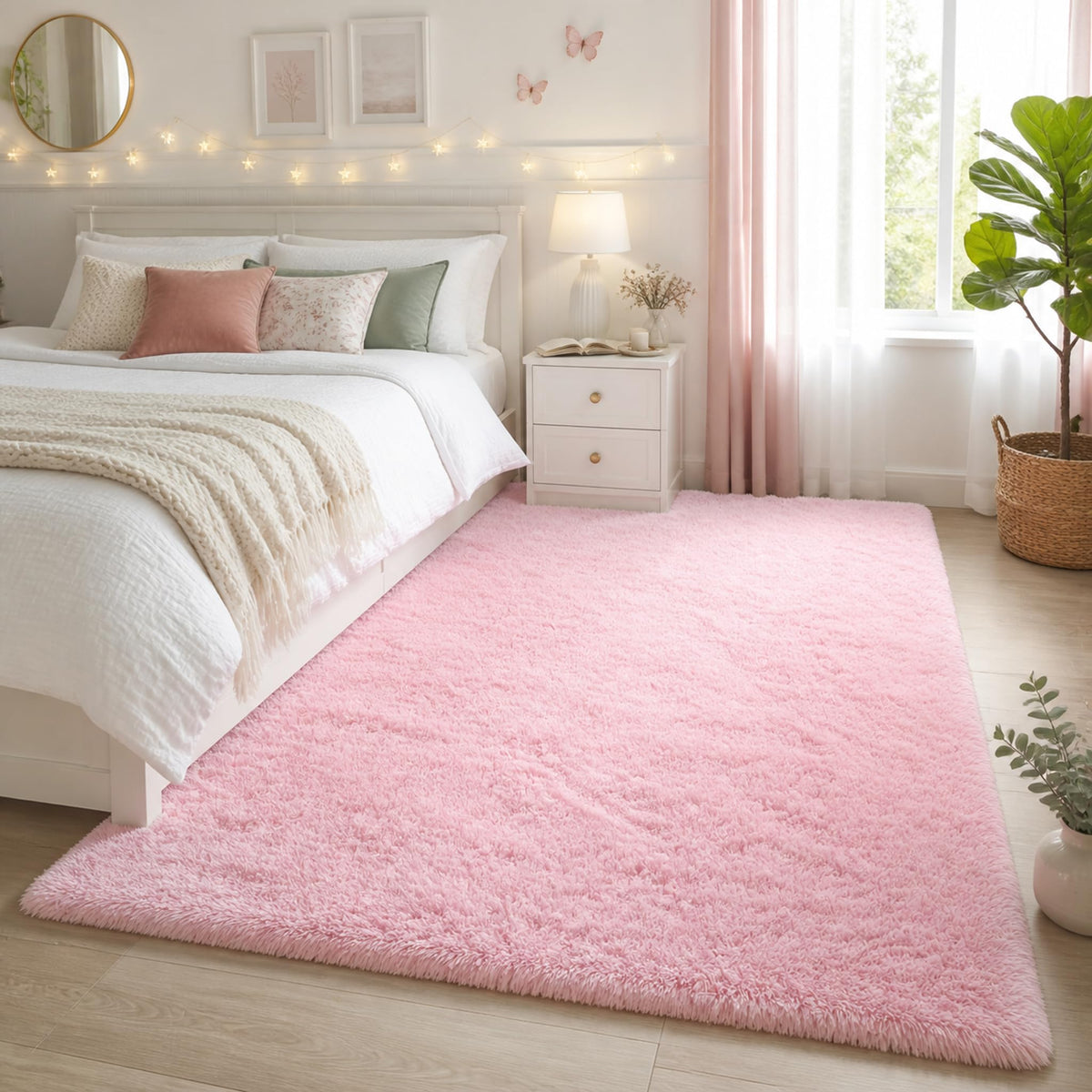 Ophanie Area Rugs 9x12 Living Room, Large Grey Bedroom Carpet, Big Shag Indoor Thick Soft Nursery Rug, Gray Fluffy Carpets for Boy and Girls Room Dorm Home Decor Aesthetic