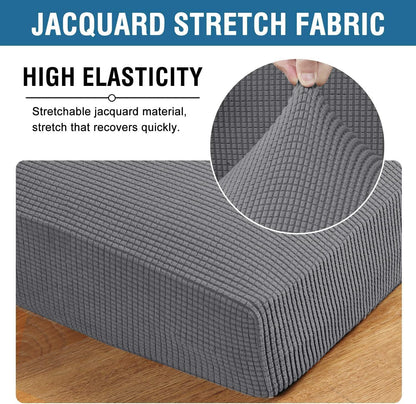 H.VERSAILTEX Super Stretch Individual Seat Cushion Covers Sofa Covers Couch Cushion Cover Slipcover Sets Thick Jacquard Textured Twill Fabric (3 Piece Sofa Cushion Covers, Grey)