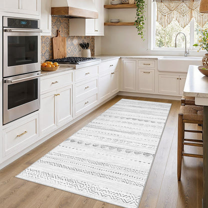 Nakagishi 10X14 Area Rugs for Living Room: Washable Modern Abstract Rug with Non-Slip Silicone Backing Low Pile Soft Carpet for Bedroom & Dining Decor Ideal for Families with Kids and Pets-Brown