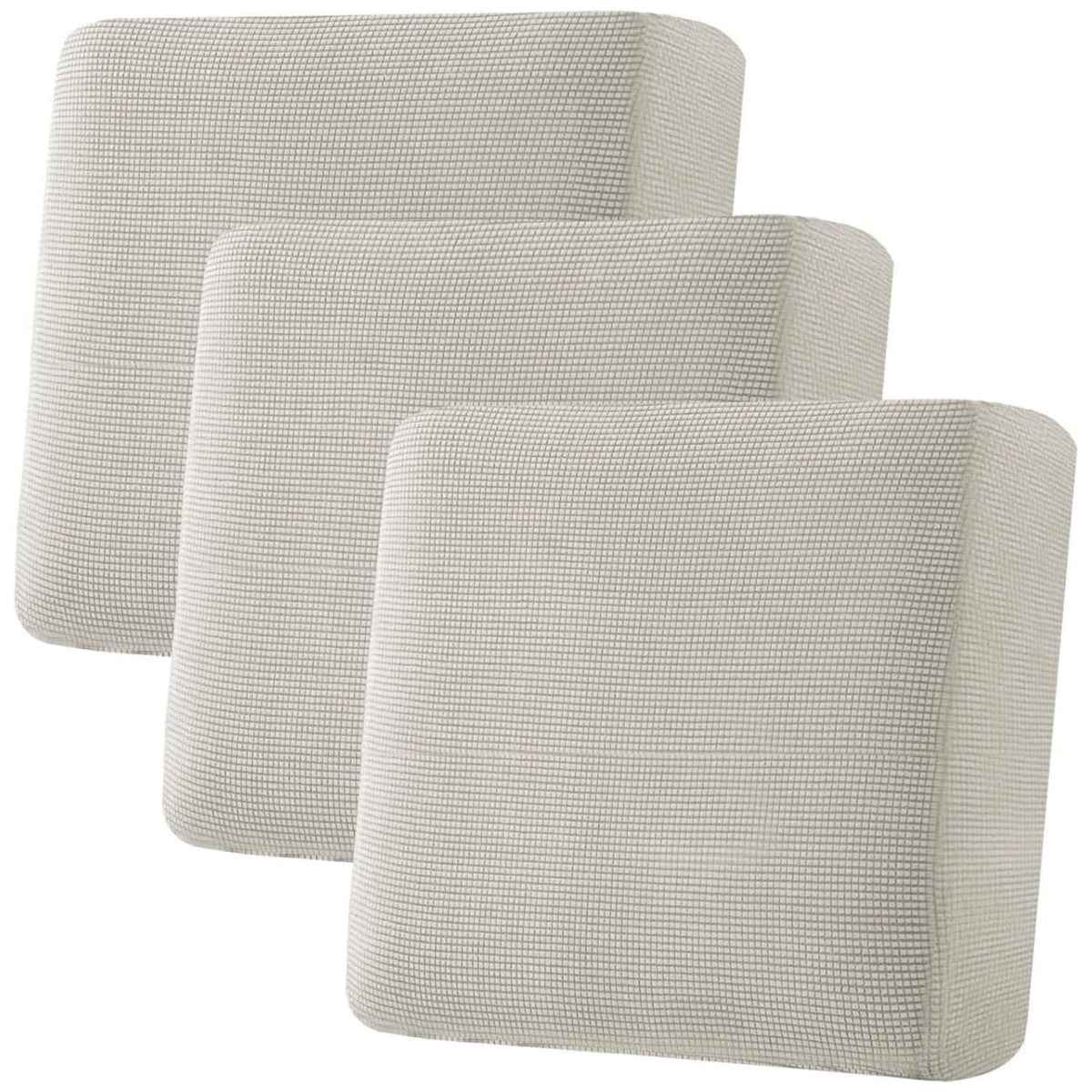 H.VERSAILTEX Super Stretch Individual Seat Cushion Covers - Sofa & Couch Cushion Slipcover Sets - Thick Jacquard Textured Twill Fabric (3 Piece, Island Fossi)