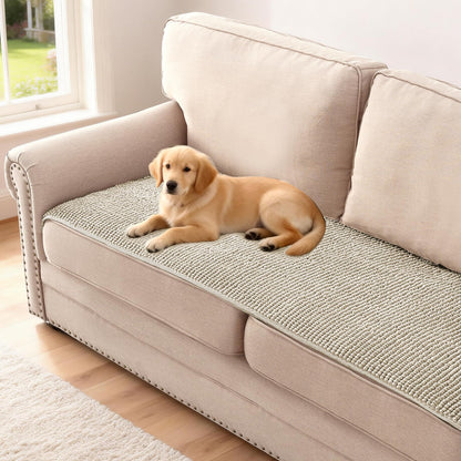 H.VERSAILTEX Plush Chenille Dog Bed Cover Thick Soft Sofa Cover for 3 Cushion Couch Anti Slip Couch Cover Furniture Protector for Dog, Pet, Cat (35" x 82", Ivory)
