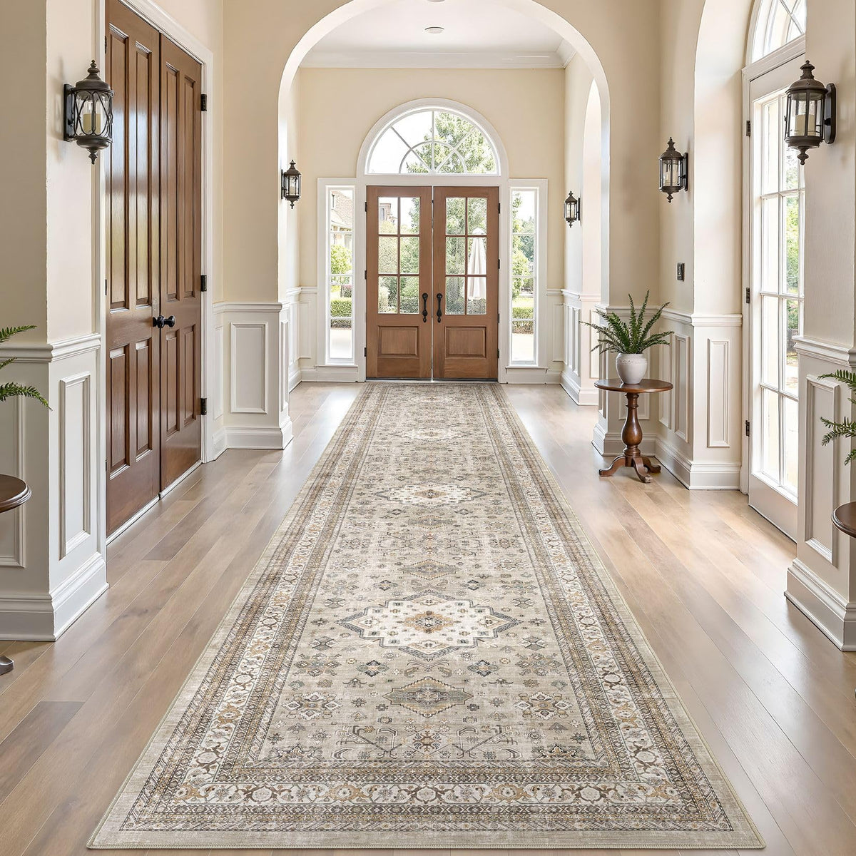 cotiled 9x12 Area Rug for Living Room, Washable, Traditional, Beige
