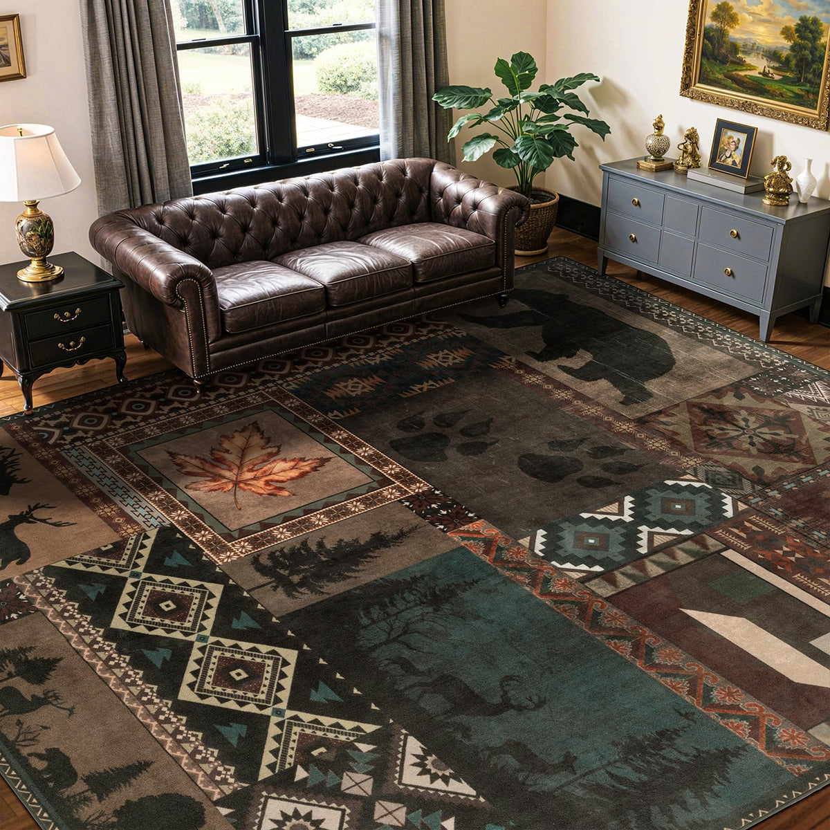 LIANLAM 8x10 Washable Area Rugs for Living Room & Bedroom(8x10,Black&Gray)