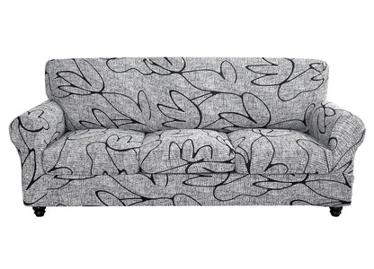 SearchI Stretch Sofa Cover Printed Couch Cover, Floral Pattern 4 Pieces Sofa Slipcover with 3 Separate Cushion Cover, Washable Furniture Protector for Living Room(Sofa, Yellow+Flower)