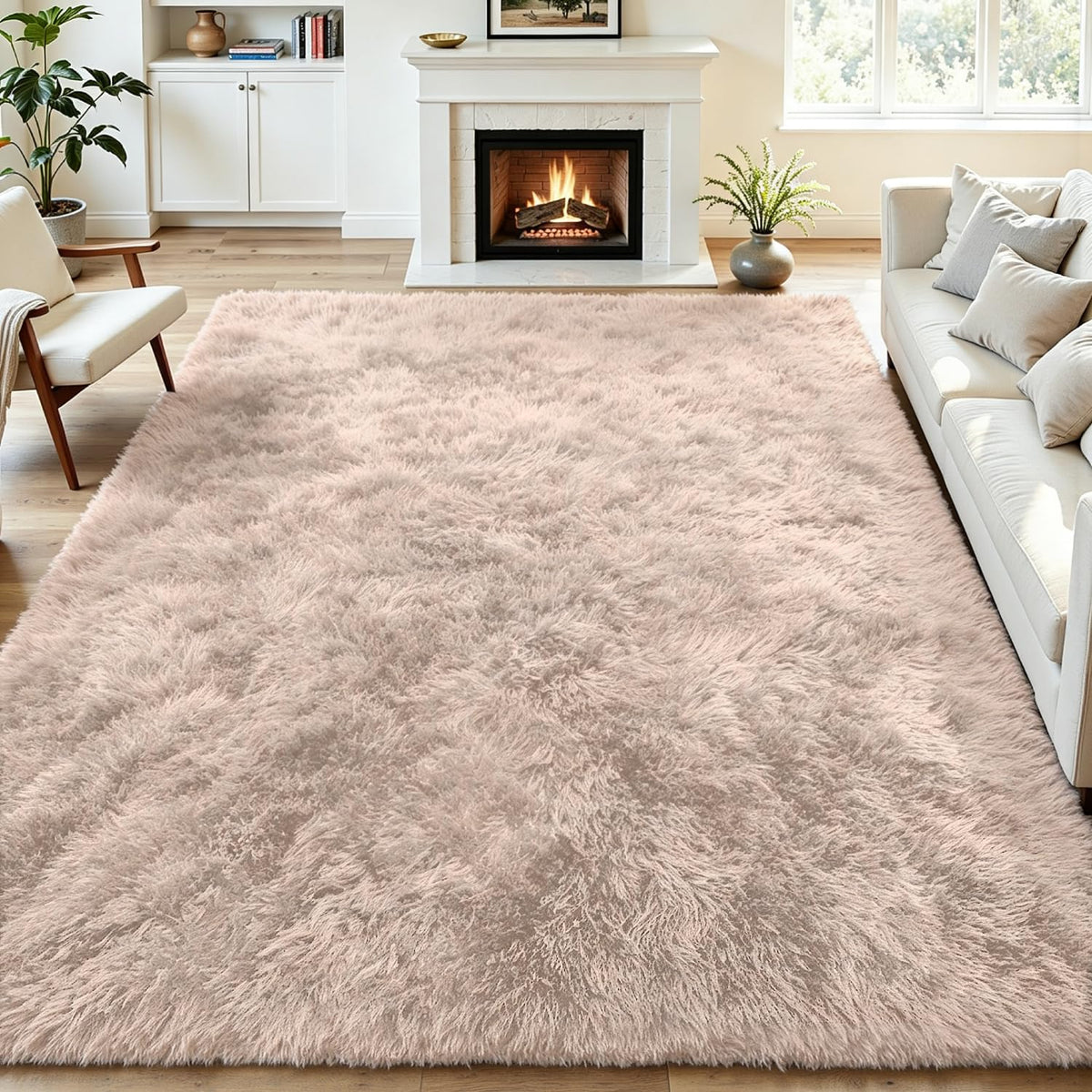Tosuoka 8x10 Area Rugs for Living Room Bedroom, Black Rug Soft Fluffy Shag