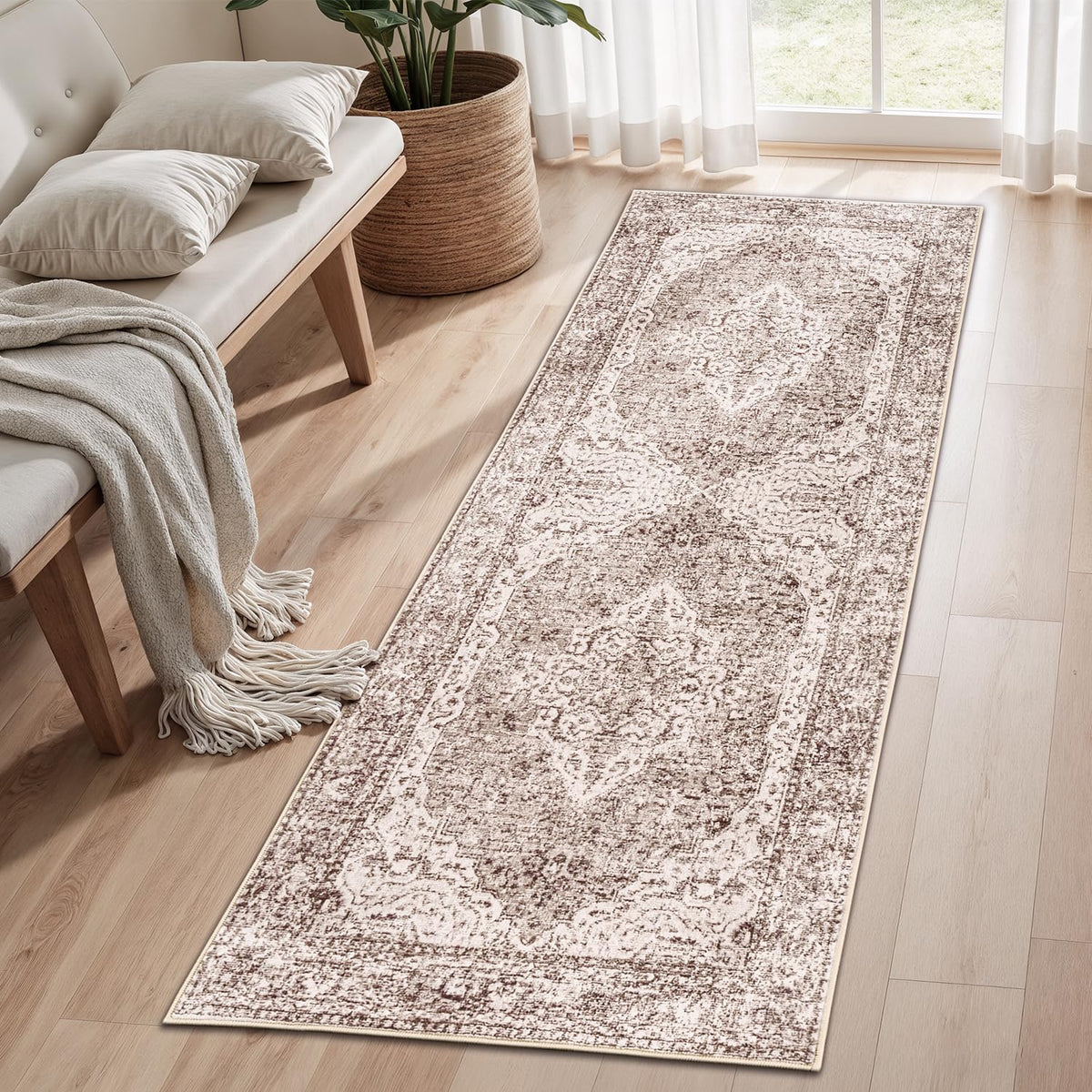 Lofus 8x10 Area Rugs for Living Room Bedroom, Soft Boho Carpet Floral Brown