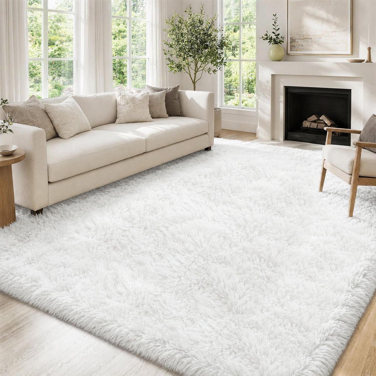 Tosuoka 8x10 Area Rugs for Living Room Bedroom, Black Rug Soft Fluffy Shag