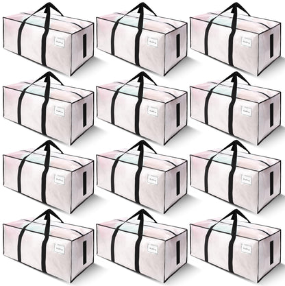 SWEET DOLPHIN 8 Pack 200LB Heavy-Duty Moving Bags with Wrap-Around Handles, Extra Large Storage Totes for Space Saving, Clothes Storage Bags, College Dorm Essentials, Blue, 24 Gal