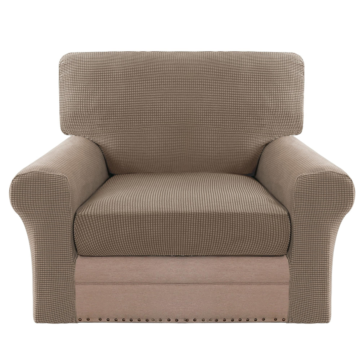H.VERSAILTEX Multi-Pieces Sofa Covers Stretch Couch Covers Form Fitted Seats and Back Cushions Covers (3 Seat Covers Plus 3 Back Cusion Covers, Bonus 2 Armrest Covers), Sand