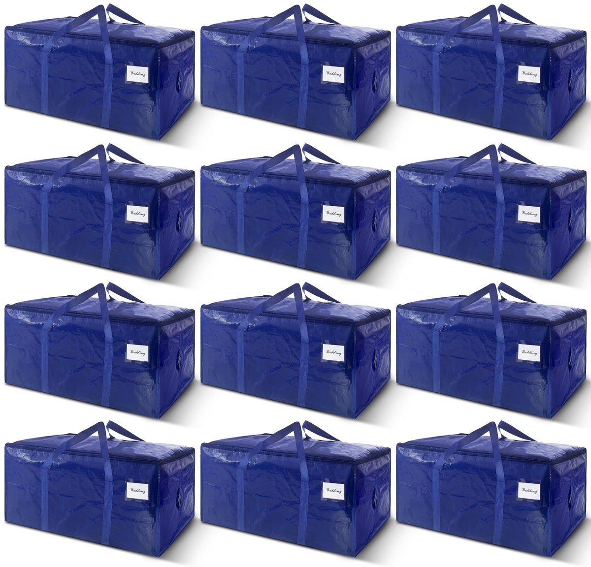 8 Pack Extra Heavy Duty Large Moving Bags with Strong Zipper & Carrying Handles, Sturdy Clothes Storage Bags Totes Bins, Packing Bag Move Boxes College Moving Supplies, Dark Blue - 24 gal