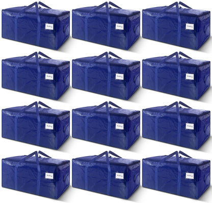 8 Pack Extra Heavy Duty Large Moving Bags with Strong Zipper & Carrying Handles, Sturdy Clothes Storage Bags Totes Bins, Packing Bag Move Boxes College Moving Supplies, Dark Blue - 24 gal