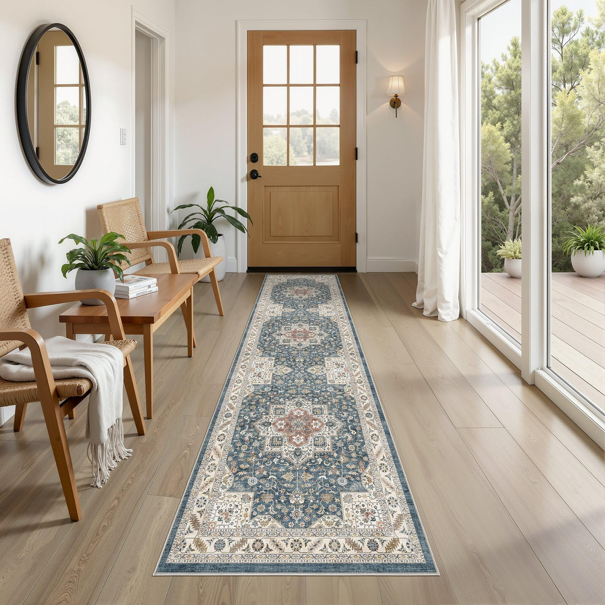 cotiled 9x12 Area Rug for Living Room, Washable, Traditional, Beige
