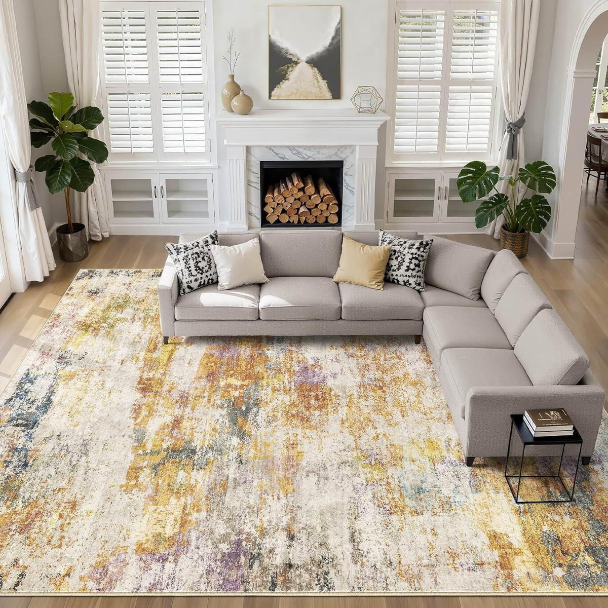 LOONGRUG 6x9 Area Rugs Washable Neutral Modern Abstract Living Room Rug