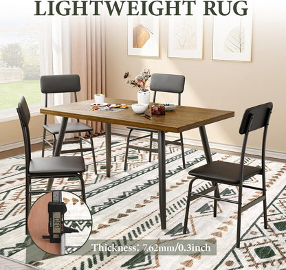 Area Rug Living Room Rugs 8x10 - Large Soft Boho Geometric Rug, Non-Slip Foldable Washable Rugs Non Shedding Morden Indoor Floor Carpet for Living Room Bedroom Office Dining Room(Brown Green,8'x10')