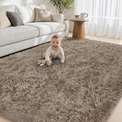 Tosuoka 8x10 Area Rugs for Living Room Bedroom, Black Rug Soft Fluffy Shag