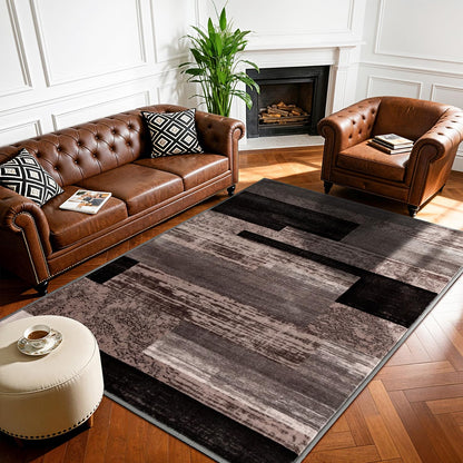 LIANLAM 8x10 Washable Area Rugs for Living Room & Bedroom(8x10,Black&Gray)