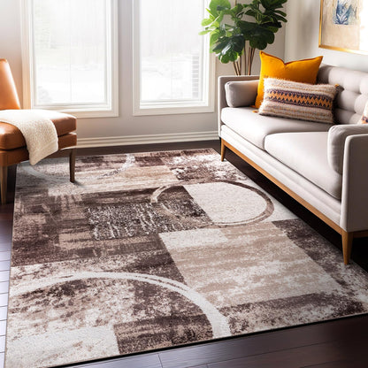 Rugshop Circle Design Contemporary Durable Area Rug Gray 7'10" x 10'2"