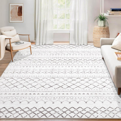 Area Rug Living Room Rugs 8x10 - Large Soft Boho Geometric Rug, Non-Slip Foldable Washable Rugs Non Shedding Morden Indoor Floor Carpet for Living Room Bedroom Office Dining Room(Brown Green,8'x10')