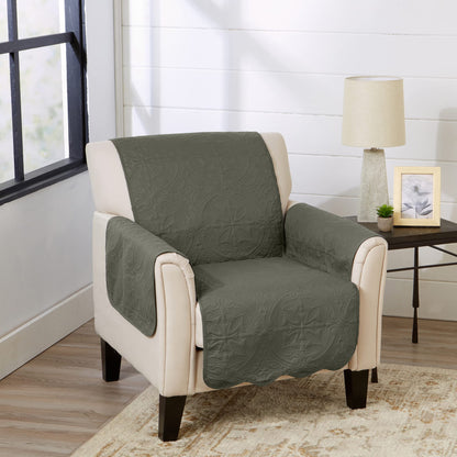 Great Bay Home Reversible Patchwork Sofa Cover - Washable Slipcover Furniture Protector with Elastic Straps - Perfect for Kids & Pets - Box-Stitched Detail (Taupe)