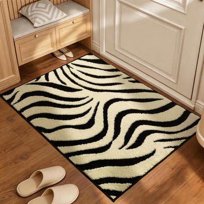 YIHOUSE 5×7 Ft Area Rugs for Living Room: Modern Washable Rug - Abstract Black and Cream White Rug for Bedroom Dining Room Office Playroom Nursery Home Decor - Nonslip Non-Shedding Striped Rugs