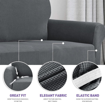 ZNSAYOTX Super Stretch Couch Cover (72"-92") Universal Sofa Covers with Elastic Bottom, Dog Cat Pets Friendly Washable Furniture Protector Fitted Sofa Slipcovers Stay in Place (Dark Grey, Sofa)