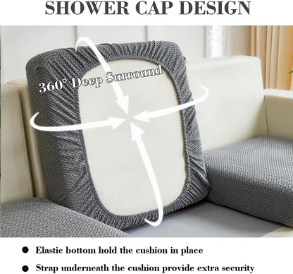 Couch Cushion Covers Sofa Covers Couch Covers for Sofa Pet Friendly Universal Sofa Covers Washable Stretch Slipcovers for Sectional Sofa (Texture Gray,Large Single Seat Cover)