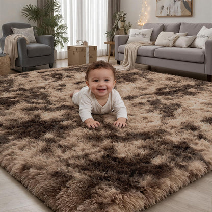 PLHXFR 8x10 Area Rugs Living Room: Fluffy Bedroom Soft Shag Rug Black Grey