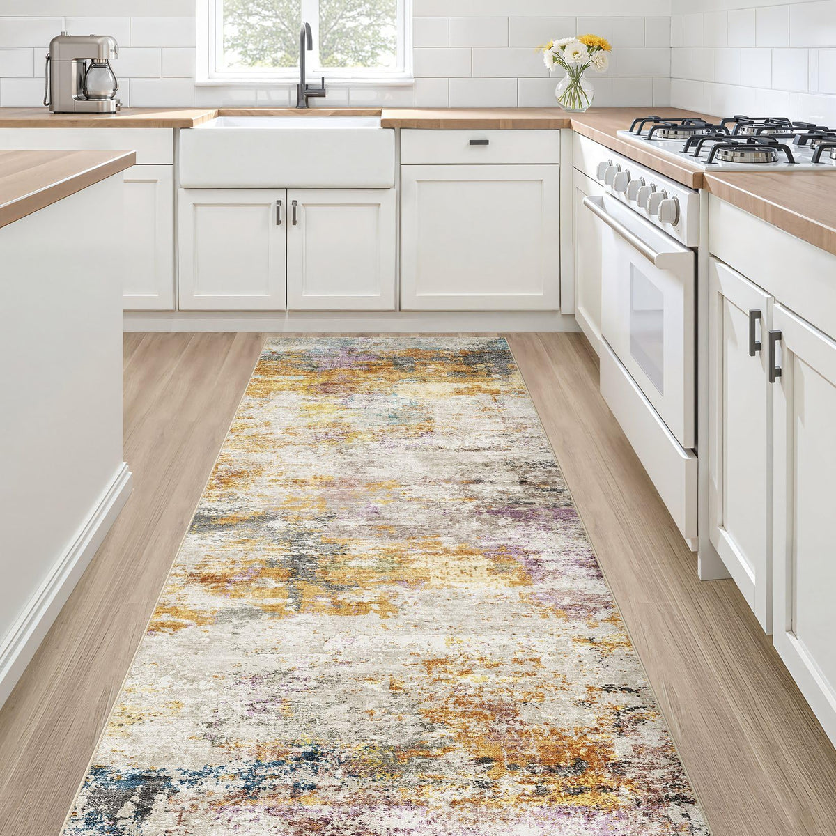 LOONGRUG 6x9 Area Rugs Washable Neutral Modern Abstract Living Room Rug
