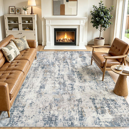 8x10 Area Rugs Living Room Abstract Washable Rug, Gold Brown