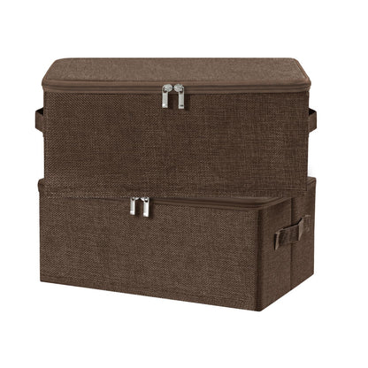 ANMINY Fabric Storage Bins with Zipper Lids, 15"x10"x6", Gray, 1 PCS