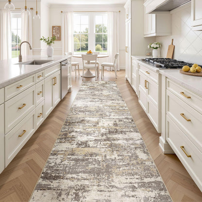 8x10 Area Rugs Living Room Abstract Washable Rug, Gold Brown