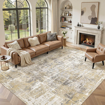 DMOYEST Area Rug Living Room Rugs 9x12 Washable Abstract Grey Carpet