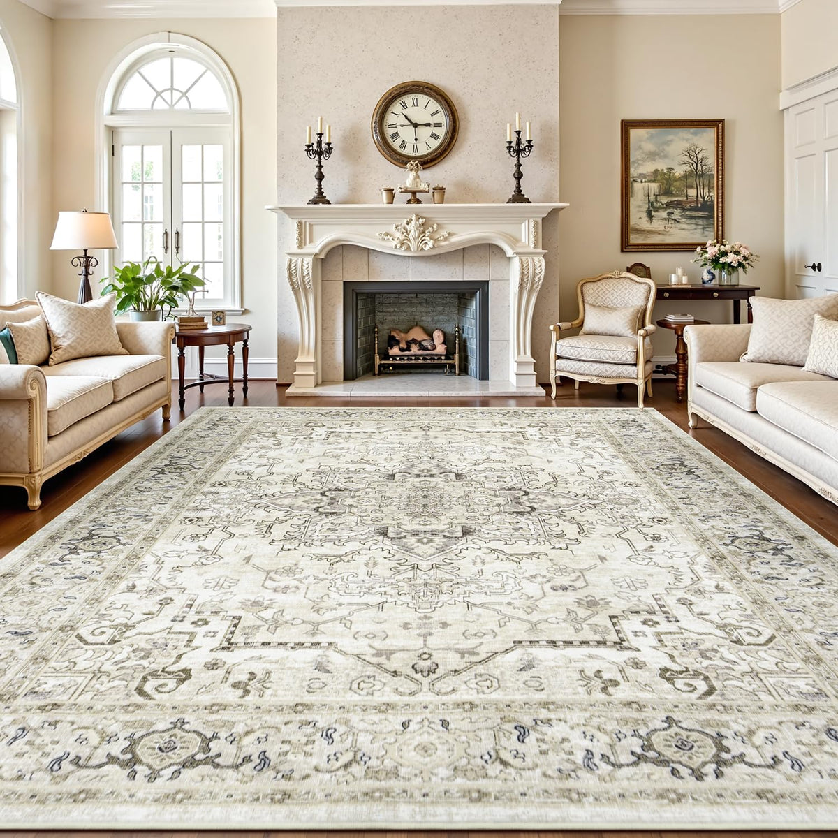 Lofus 8x10 Area Rugs for Living Room Bedroom, Soft Boho Carpet Floral Brown