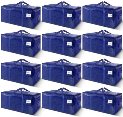 8 Pack Extra Heavy Duty Large Moving Bags with Strong Zipper & Carrying Handles, Sturdy Clothes Storage Bags Totes Bins, Packing Bag Move Boxes College Moving Supplies, Dark Blue - 24 gal