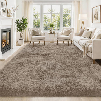 Tosuoka 8x10 Area Rugs for Living Room Bedroom, Black Rug Soft Fluffy Shag