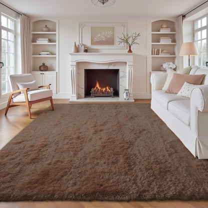 8x10 Area Rugs for Living Room: Fluffy Shag Soft Washable Rug Large Fuzzy Plush Indoor Carpet for Bedroom Nursery Playroom Kids Girls Boys Room (Black, 8'x10')