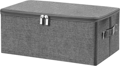 ANMINY Fabric Storage Bins with Zipper Lids, 15"x10"x6", Gray, 1 PCS