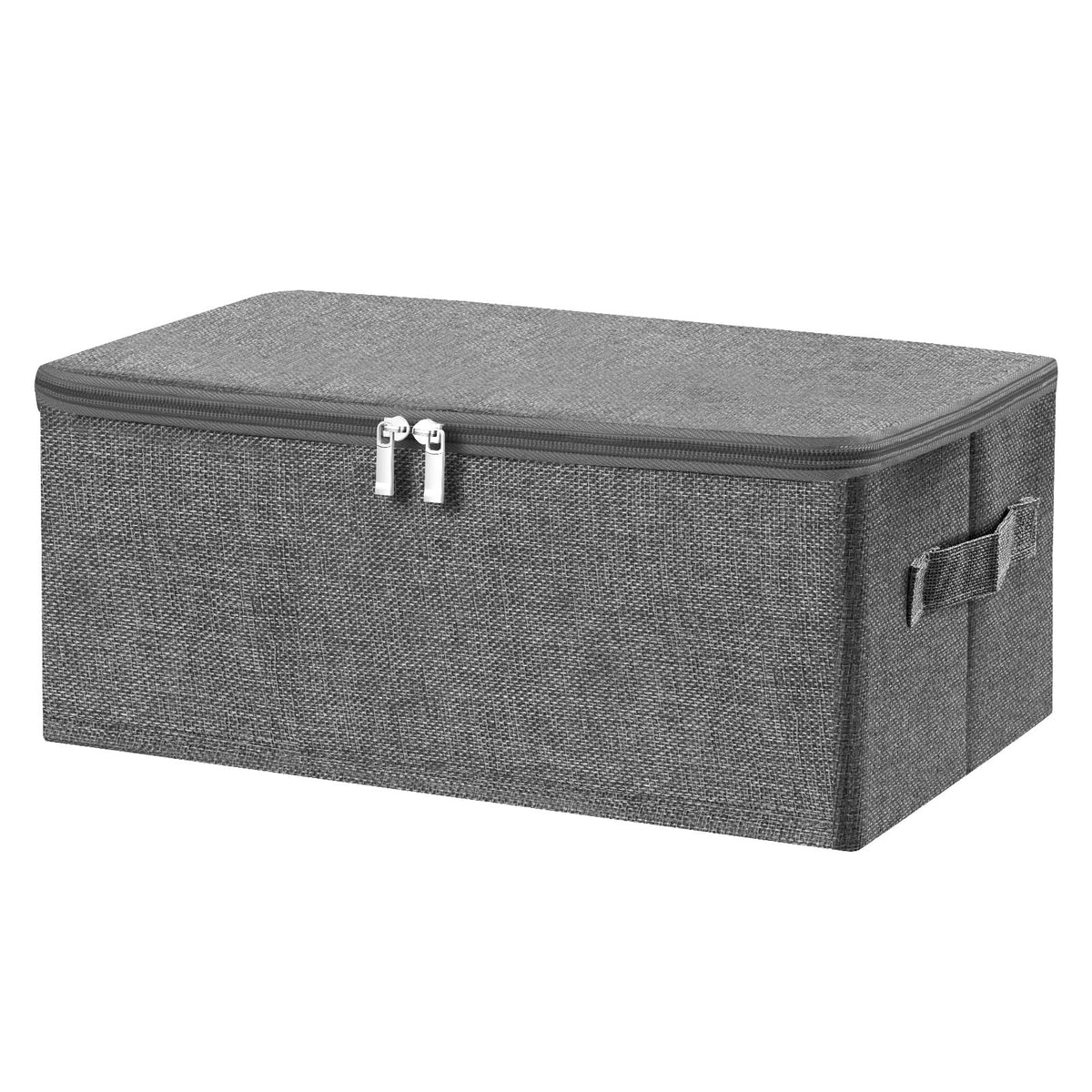 ANMINY Fabric Storage Bins with Zipper Lids, 15"x10"x6", Gray, 1 PCS