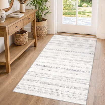 Nakagishi 10X14 Area Rugs for Living Room: Washable Modern Abstract Rug with Non-Slip Silicone Backing Low Pile Soft Carpet for Bedroom & Dining Decor Ideal for Families with Kids and Pets-Brown