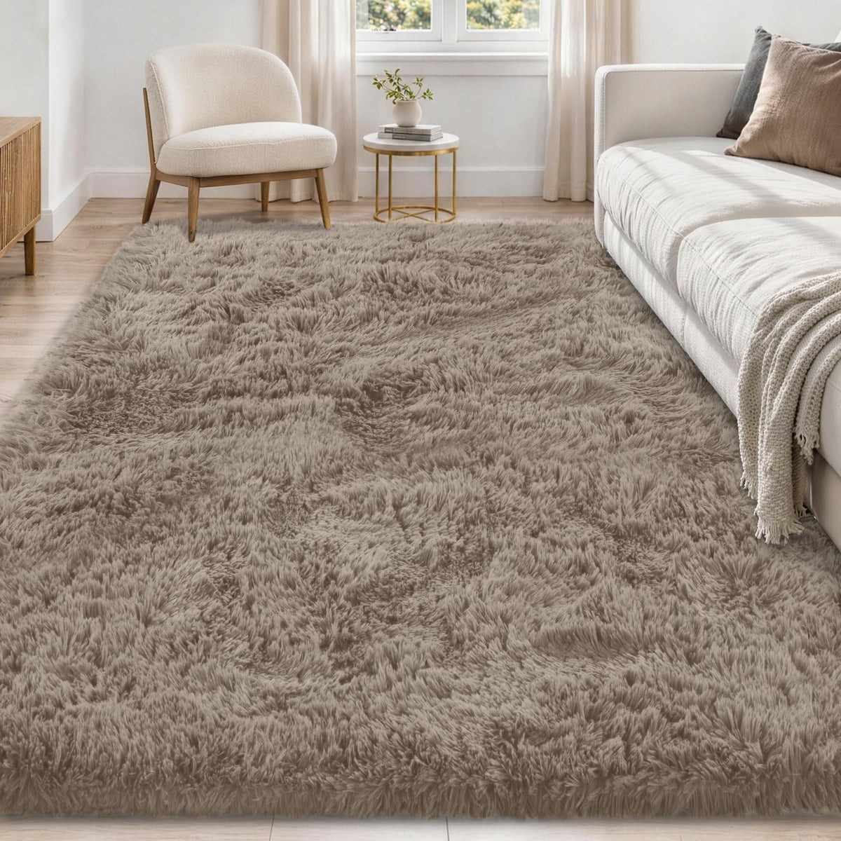 Tosuoka 8x10 Area Rugs for Living Room Bedroom, Black Rug Soft Fluffy Shag