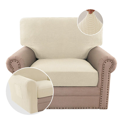 H.VERSAILTEX Multi-Pieces Sofa Covers Stretch Couch Covers Form Fitted Seats and Back Cushions Covers (3 Seat Covers Plus 3 Back Cusion Covers, Bonus 2 Armrest Covers), Sand