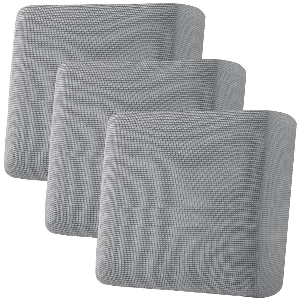 H.VERSAILTEX Super Stretch Individual Seat Cushion Covers Sofa Covers Couch Cushion Cover Slipcover Sets Thick Jacquard Textured Twill Fabric (3 Piece Sofa Cushion Covers, Grey)