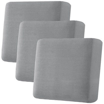 H.VERSAILTEX Super Stretch Individual Seat Cushion Covers Sofa Covers Couch Cushion Cover Slipcover Sets Thick Jacquard Textured Twill Fabric (3 Piece Sofa Cushion Covers, Grey)