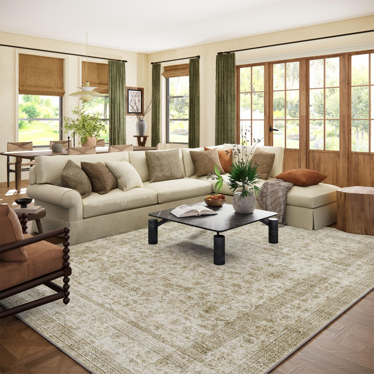 Area Rugs 9x12 Living Room: Washable Bedroom Rug Non Slip Large Boho Carpet