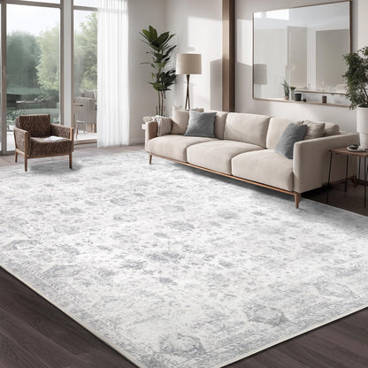 Washable 8×10 Area Rug for Living Room Grey