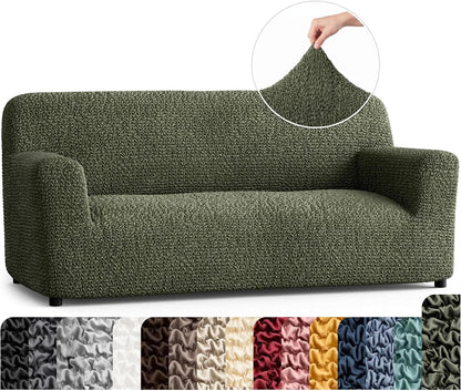 PAULATO Premium Stretch Couch Covers for Sofa - Sofa Chair Cover Washable, Dogs & Pets Friendly - Elastic Polyester Loveseat Slipcovers - Non-Slip Love Seat Couch Covers - Moss Green (64"-85" Wide)