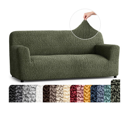 PAULATO Premium Stretch Couch Covers for Sofa - Sofa Chair Cover Washable, Dogs & Pets Friendly - Elastic Polyester Loveseat Slipcovers - Non-Slip Love Seat Couch Covers - Moss Green (64"-85" Wide)